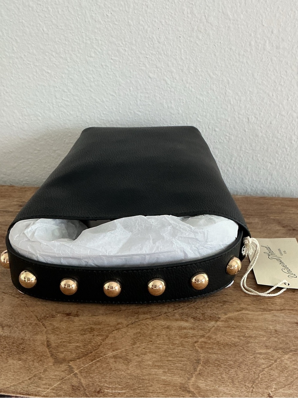 Universal Thread Black Mini Bucket Bag with Gold Stud Trim - Picture 2 of 3